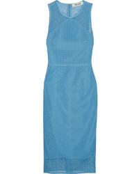 Diane von Furstenberg Paneled Lace Dress Blue
