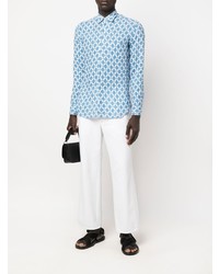 PENINSULA SWIMWEA R Geometric Print Linen Shirt