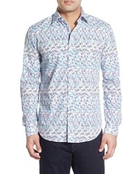 Light Blue Geometric Long Sleeve Shirt