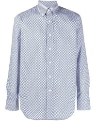 Canali Geometric Pattern Long Sleeve Shirt