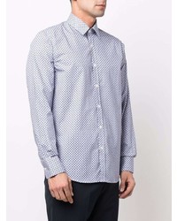 Canali Geometric Print Long Sleeved Shirt