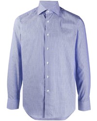 Canali Geometric Print Spread Collar Shirt