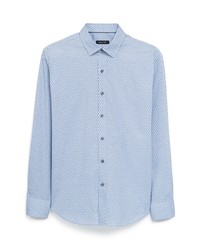 Bugatchi Shaped Fit Geometric Stretch Cotton Button Up Shirt