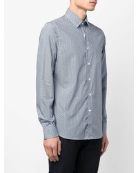 Canali Square Print Long Sleeved Shirt