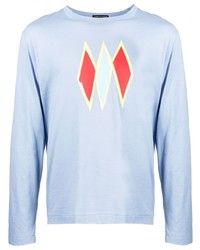 Light Blue Geometric Long Sleeve T-Shirt