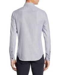 Armani Collezioni Tailored Fit Geometric Print Cotton Shirt