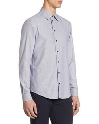 Armani Collezioni Tailored Fit Geometric Print Cotton Shirt