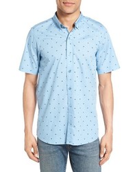 Light Blue Geometric Short Sleeve Shirt