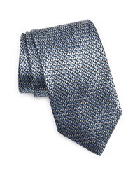 Zegna Geometric Neat Silk Tie In Md Blu Fan At Nordstrom