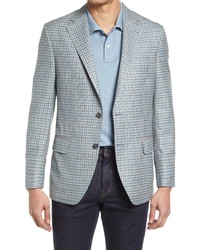 Peter Millar Tailored Check Plaid Wool Sport Coat In Grey At Nordstrom