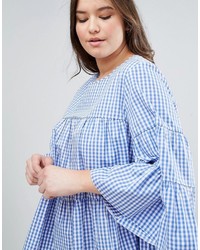Asos Curve Curve Smock Top With Tiers In Gingham