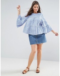 Asos Curve Curve Smock Top With Tiers In Gingham