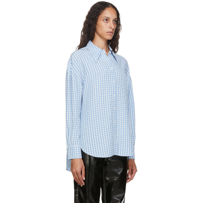 Tibi Blue And White Gingham Relaxed Shirt, $180 | SSENSE | Lookastic