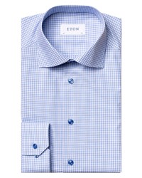 Eton Blue Check Slim Fit Crease Resistant Dress Shirt