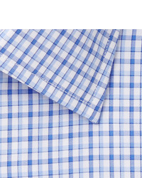 Etro Blue Slim Fit Micro Checked Cotton Poplin Shirt