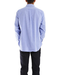 Blue & Cream Bluecream Blue Macro Check Gingham Button Down Shirt