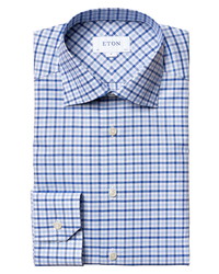 Eton Check Cotton Linen Dress Shirt