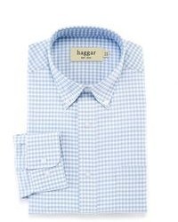 Haggar Classic Fit Gingham Checked Oxford Easy Care Button Down Collar Dress Shirt