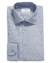 Eton Contemporary Fit Check Button Up Dress Shirt