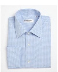 Yves Saint Laurent Light Blue Check Long Sleeve Dress Shirt