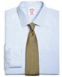 Brooks Brothers Supima Cotton Non Iron Traditional Fit Spread Collar Broadcloth Framed Hairline Gingham Dress Shirt