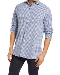 Eton Contemporary Fit Plaid Button Up Linen Cotton Shirt
