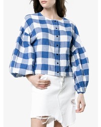 Mara Hoffman Blue Gingham Alana Blouse