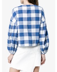 Mara Hoffman Blue Gingham Alana Blouse