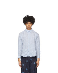 Martine Rose Blue And White Check Crinkled Classic Shirt