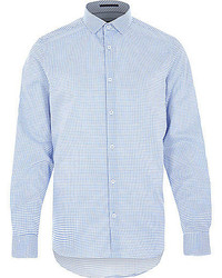River Island Blue Gingham Long Sleeve Shirt