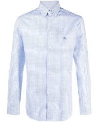 Etro Check Pattern Logo Embroidered Shirt