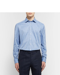 Etro Blue Slim Fit Gingham Cotton Poplin Shirt