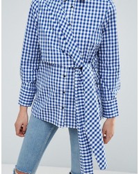 Asos Gingham Shirt With Tie Front