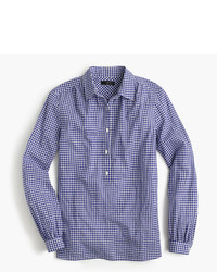 J.Crew Petite Gathered Popover Shirt In Two Tone Gingham