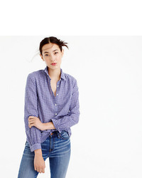 J.Crew Tall Gathered Popover Shirt In Two Tone Gingham
