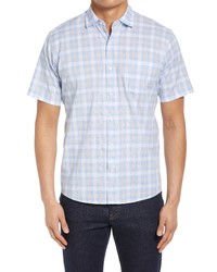 Peter Millar Crown Cotton Lawrence Check Short Sleeve Button Up Shirt In Carnival Blue At Nordstrom