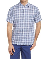 Peter Millar Crown Soft Gingham Stretch Short Sleeve Button Up Shirt