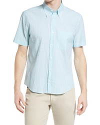 Scott Barber Gingham Short Sleeve Shirt In Aqua At Nordstrom