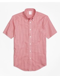 Brooks Brothers Non Iron Madison Fit Micro Check Short Sleeve Sport Shirt