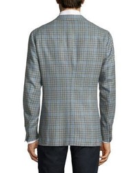 Isaia Slim Fit Gingham Wool Cotton Sportcoat