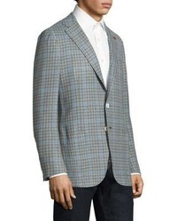 Isaia Slim Fit Gingham Wool Cotton Sportcoat