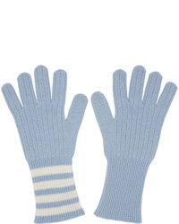 Thom Browne Blue Rib Cashmere Four Bar Gloves
