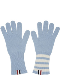 Thom Browne Blue Rib Cashmere Four Bar Gloves