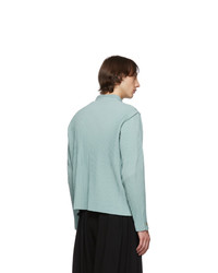 Homme Plissé Issey Miyake Blue Pleats Tailored Stand Collar Jacket