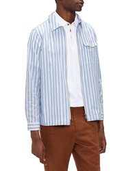 Ted Baker London Fit Stripe Organic Cotton Zip Up Overshirt