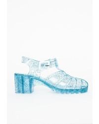 Missguided Blue Jelly Glitter Heeled Sandals