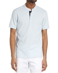 Open Edit Band Collar Polo In Blue Drift At Nordstrom