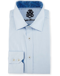 English Laundry Herringbone Long Sleeve Dress Shirt Blue