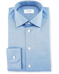 Eton Slim Fit Herringbone Dress Shirt Blue