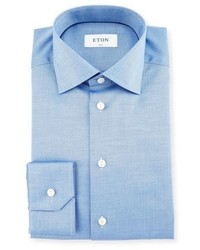 Eton Slim Fit Herringbone Dress Shirt Blue